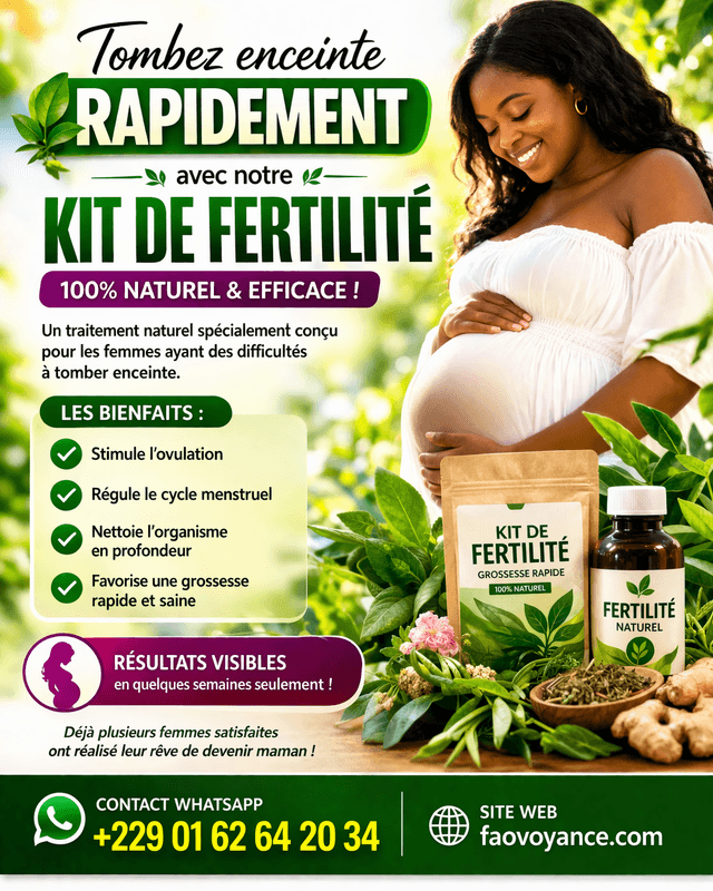 Tombez enceinte rapidement 🌿 Kit de Fertilité 100% Naturel et Efficace !. +2290162642034 whatsapp