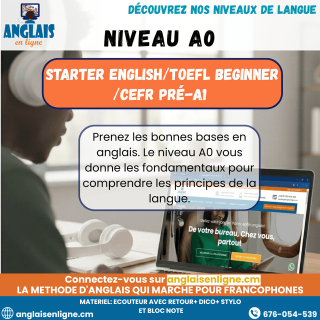 Niveau A0 – Starter English – TOEFL Beginner / CEFR Pré-A1