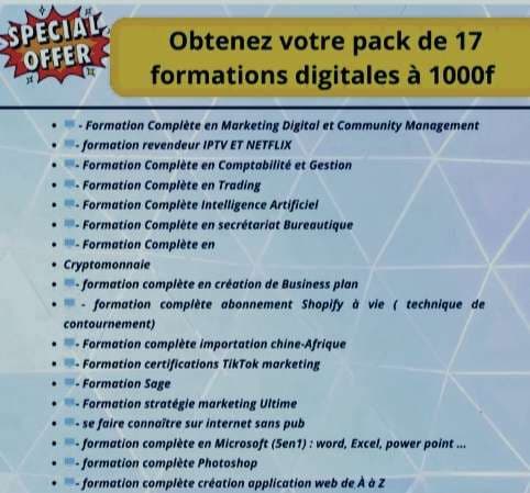 Pack de 17 formation
