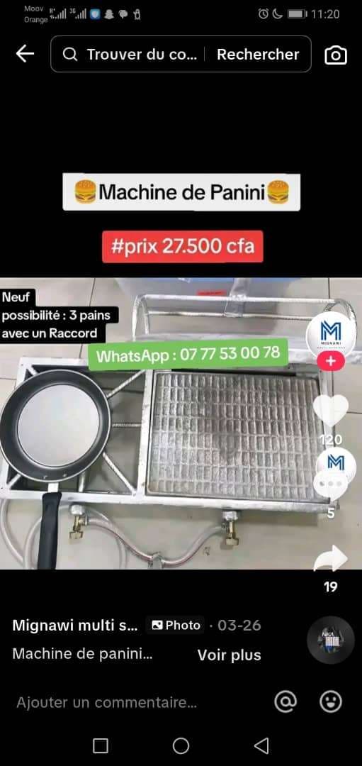 Machine de Panini avec raccord