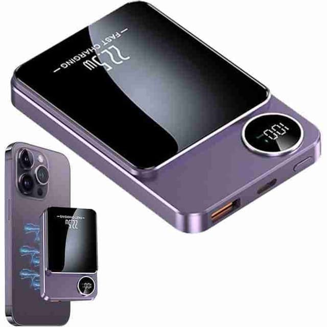 🔋 Power Bank  magnétique LED 22W Ultra-Fin – Puissance et Élégance dans votre Poche !