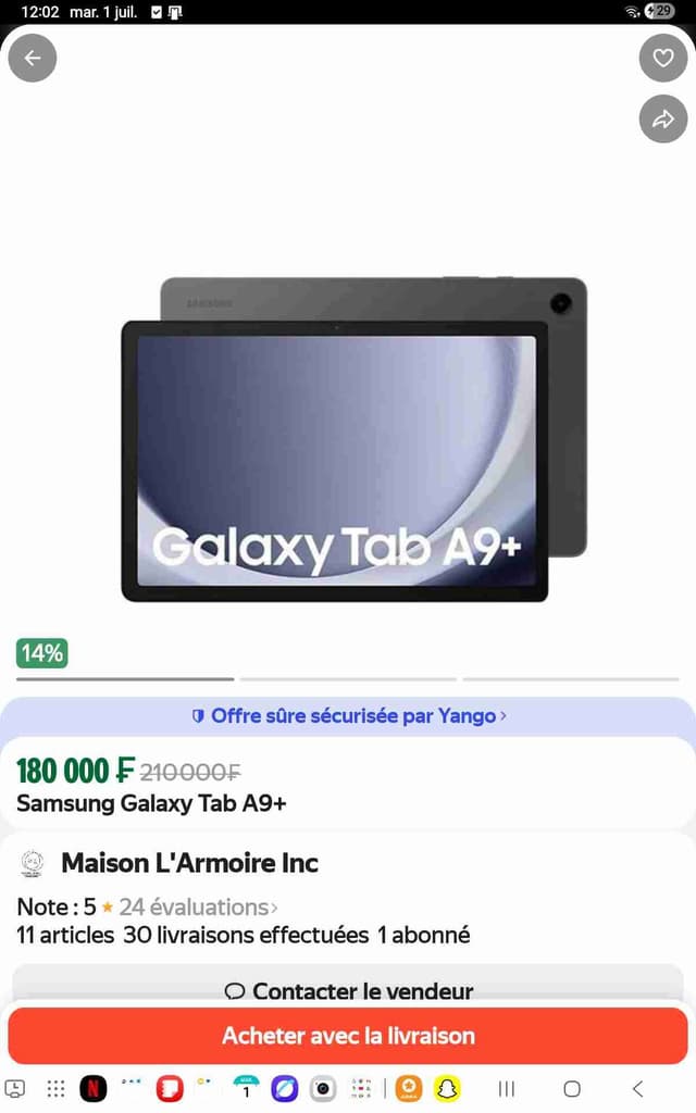 Tablette galaxy A9plus