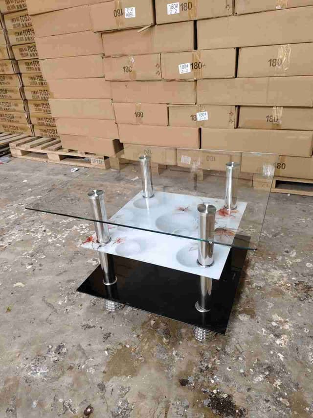 Table Basse Moderne en Verre et Chrome