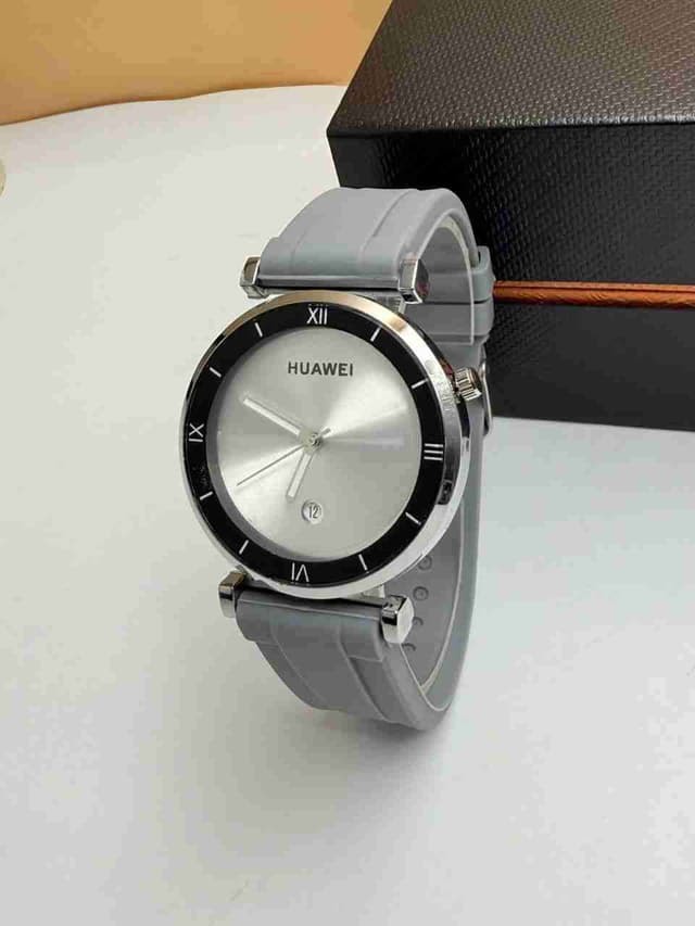 Montre Bracelet Gomme Avec Cadran Rond - Gris