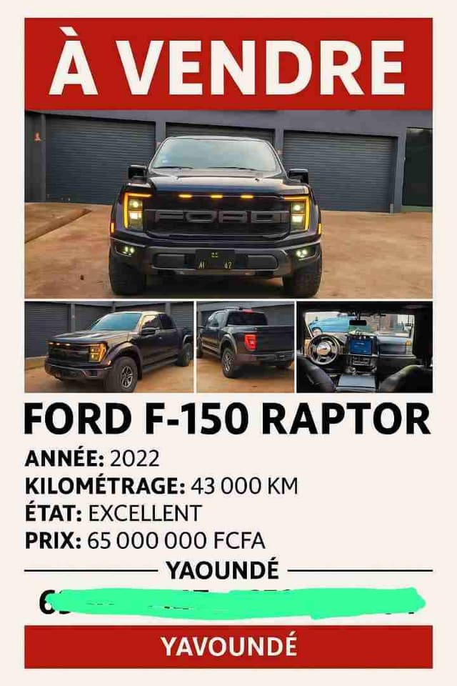 Voiture a vendre FORD F150  RAPTOR