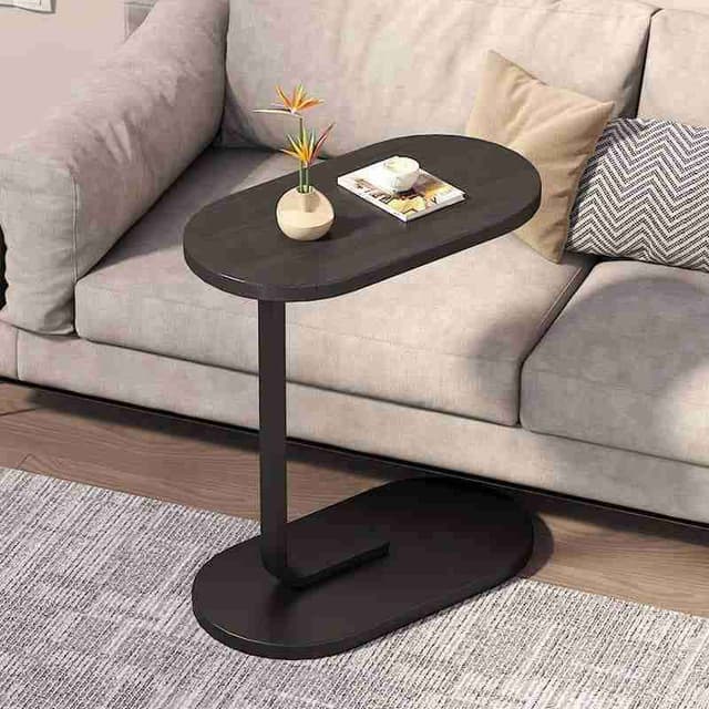 TABLE D'APPOINT ÉLÉGANTE EN BOIS ET MÉTALLIQUE