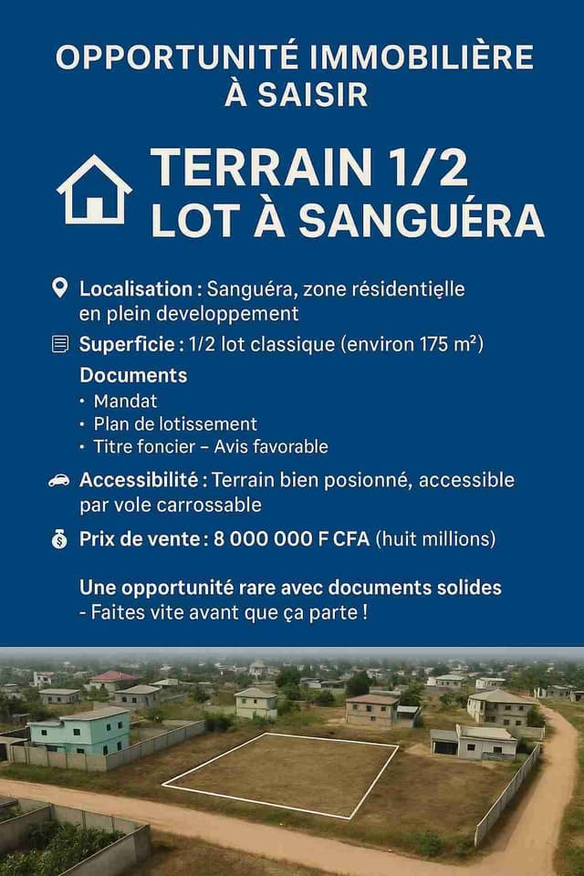 terrain a vendre a Lomé Togo sanguera