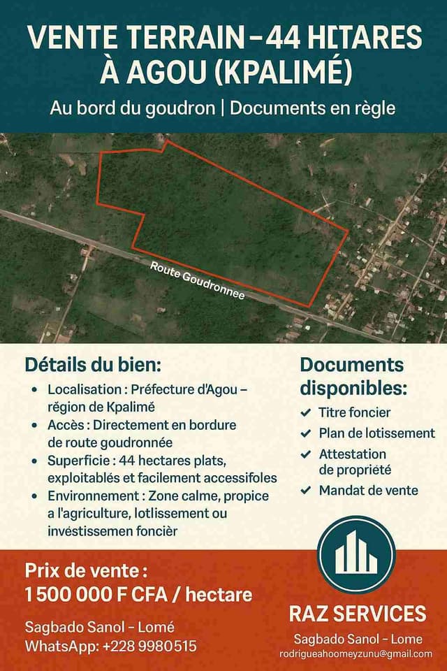 terrain agricole à Lomé Togo