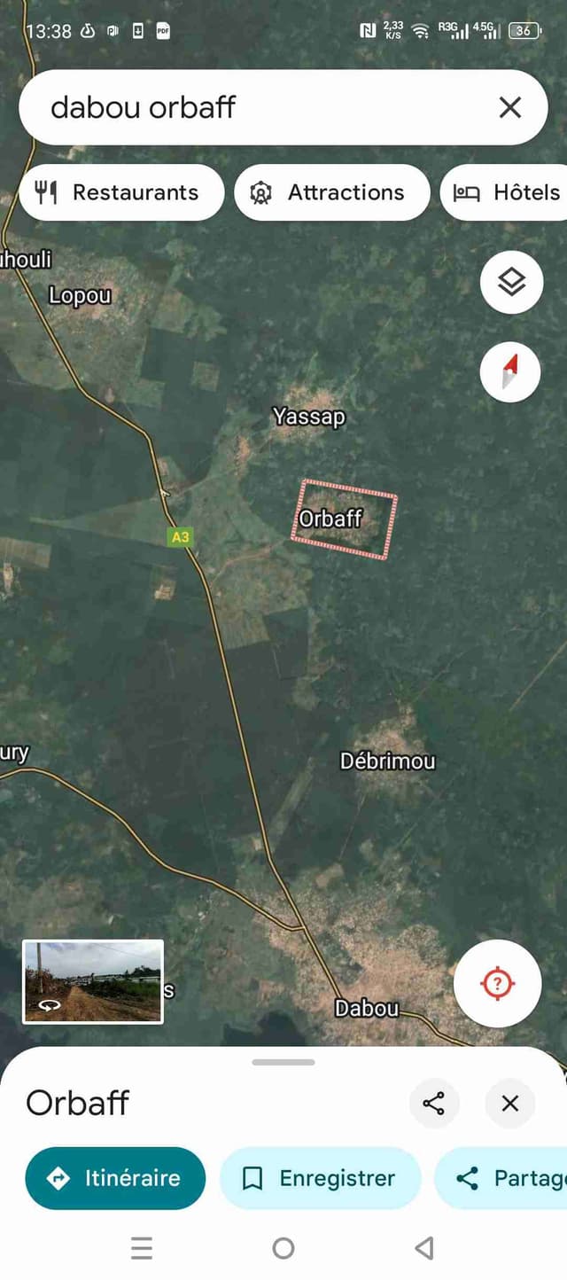 Dabou a orbaff terrain en vente 3 millions pour 5 lots