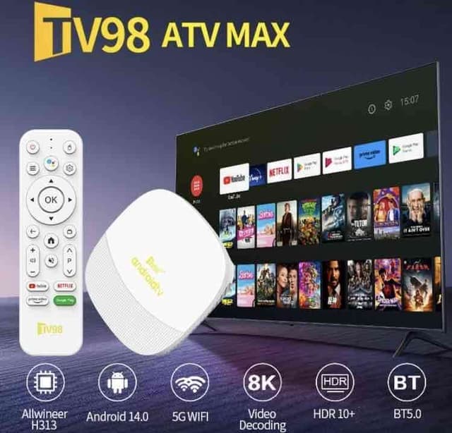 Android Tv —TV98 ATV Smart TV Box Android 13.0 BT 4K HDLecteur Multimédia 2G + 8G Décodeur