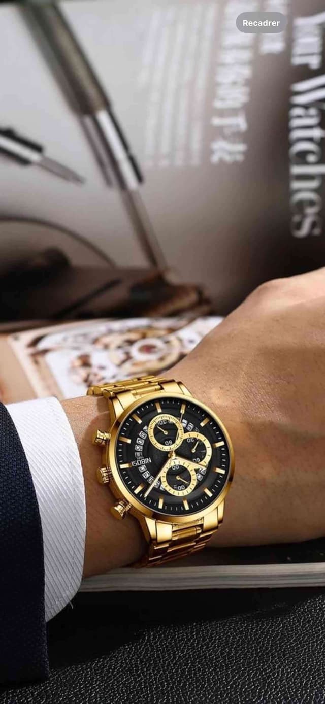 Montre,nibosi couleurs Gold,noirs