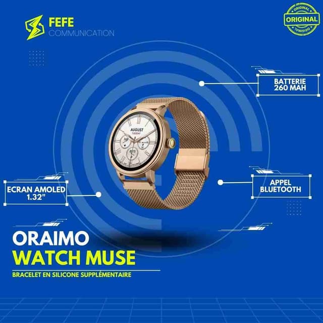 Oraimo Watch Muse Montre connectée AMOLED IP68 1,32 pouces