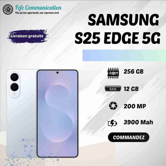 Samsung S25 Edge 5G - 256GB - 12GB Ram - Neuf Scellé