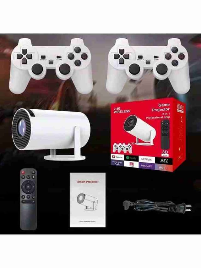 Projecteur Intelligent HD avec Console de Jeux + Télécommande & Manettes