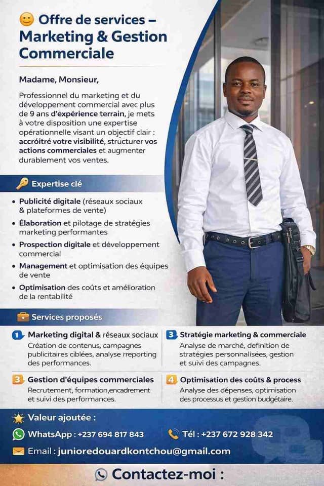 JE RECHERCHE UN EMPLOI AU CAMEROUN ET À DISTANCE