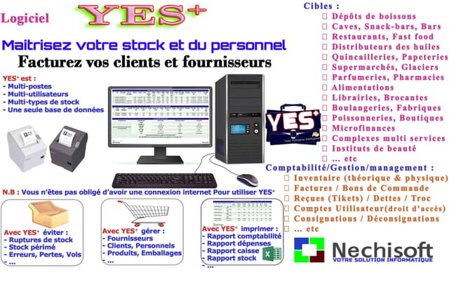 YES+ LOGICIEL DE COMPTABILITÉ ET DE GESTION MANAGÉRIALE DE TOUT TYPE DE STOCK ET DU PERSONNEL DANS LES ENTREPRISES OU STRUCTURES AMBITIEUSES